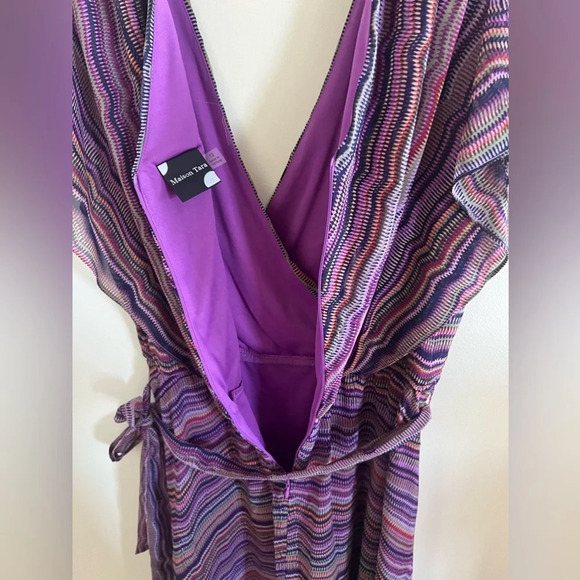 Maison Tara Purple Striped Multi Midi Dress Sz 12 Classic Spring Easter Dress - Picture 11 of 13
